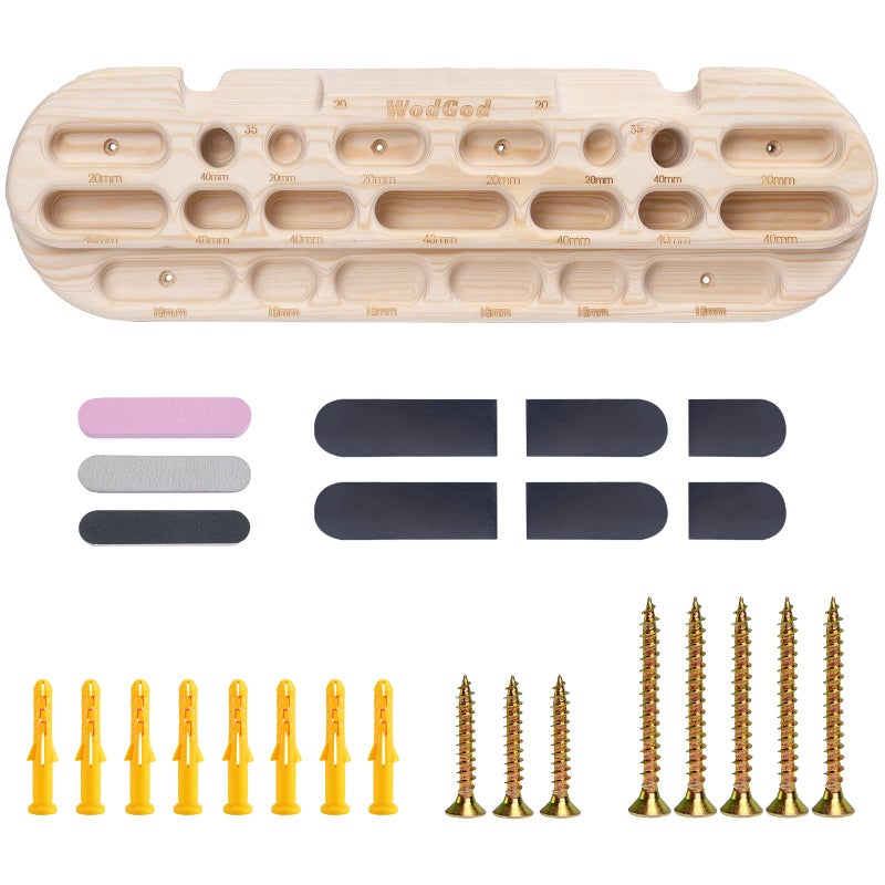 WodGod Climbing Hangboard Rock Climbing Training Rock Climbing Fingerboard Wooden Climbing Board Trainer for Strengthen Fingers and Grip Suitable for Indoor Climbing Training and Pullups - Image 2