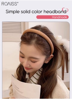 roaiss 5Pcs Headbands for Women Girls, Non Slip Vintage Padded Headband Thin Soft Hair Hoop Puffy Sponge Multicolour Hair Accessories Set  - Image 2