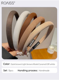 roaiss 5Pcs Headbands for Women Girls, Non Slip Vintage Padded Headband Thin Soft Hair Hoop Puffy Sponge Multicolour Hair Accessories Set  - Image 3