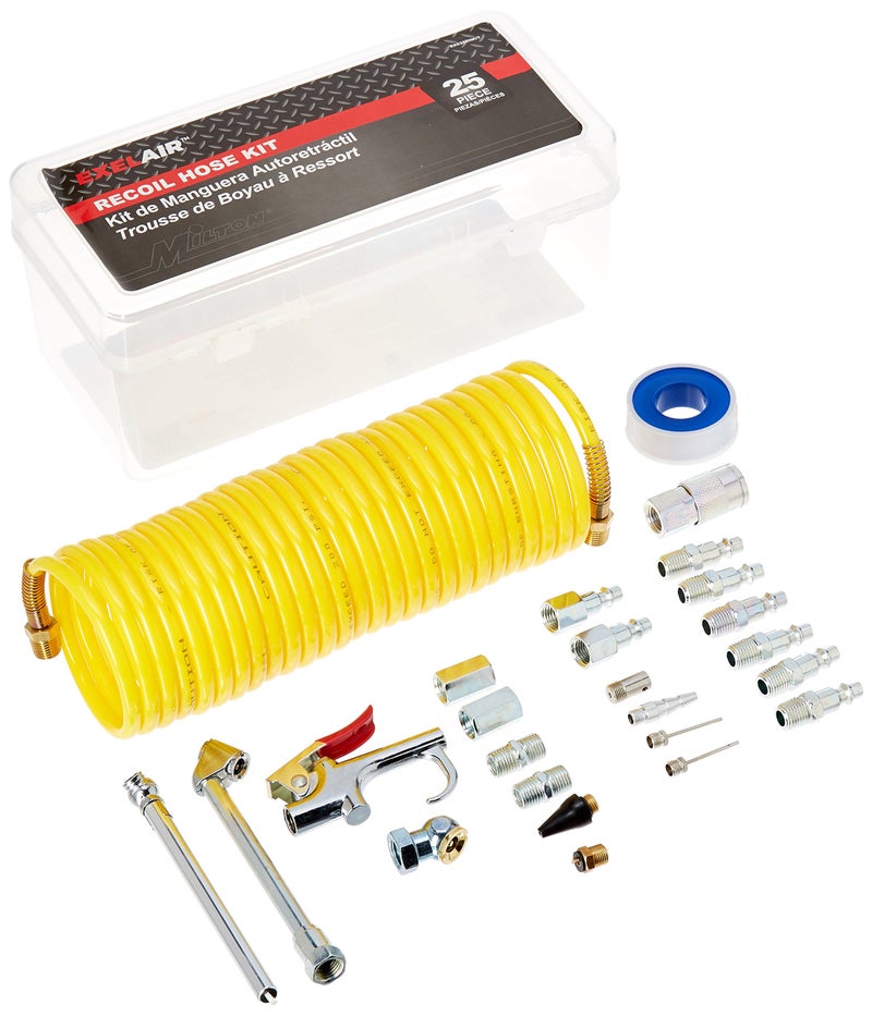 Milton EXELAIR by Milton EX0325HKIT 25 Recoil HoseAir Accessory Kit 25Piece Yellow