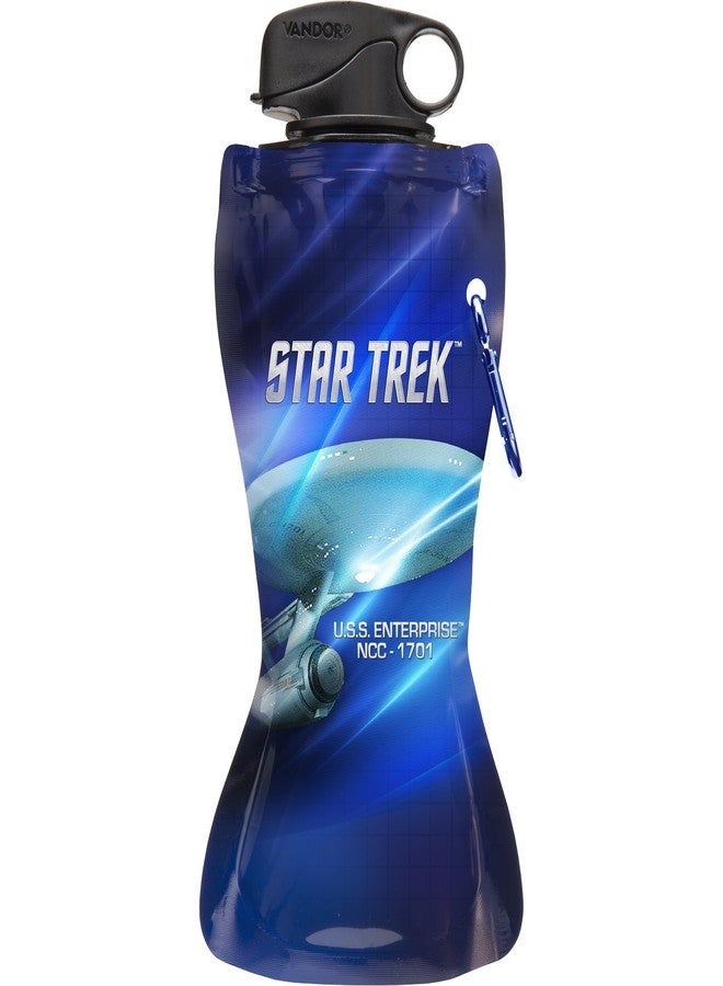 Vandor 80210 Star Trek 24 oz Collapsible Water Bottle, Blue and White - Image 1