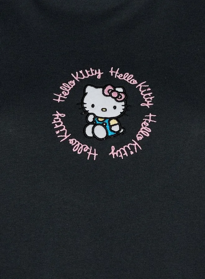 SP Characters Cotton T shirt with Hello Kitty Embroidery