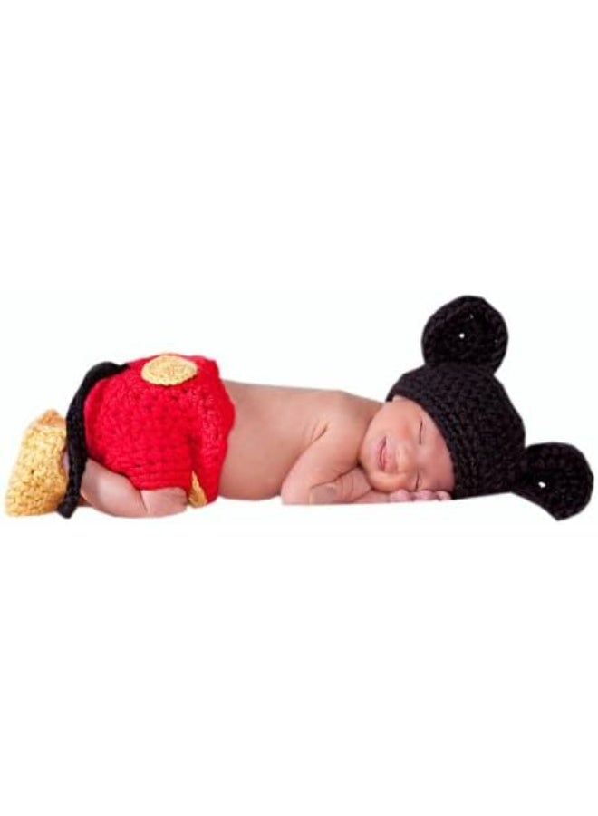 JastoreÂ® Photography Prop Baby Costume Cute Crochet Knitted Hat Cap Girl Boy Diaper Shoes Mouse - Image 2