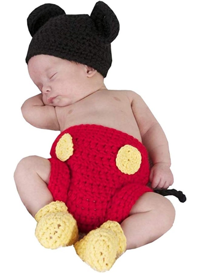 JastoreÂ® Photography Prop Baby Costume Cute Crochet Knitted Hat Cap Girl Boy Diaper Shoes Mouse - Image 1