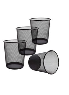 Lawei Store AKDC 4 Pack Trash Can Mesh Round Open Top Wastebasket BLACK  - Image 1