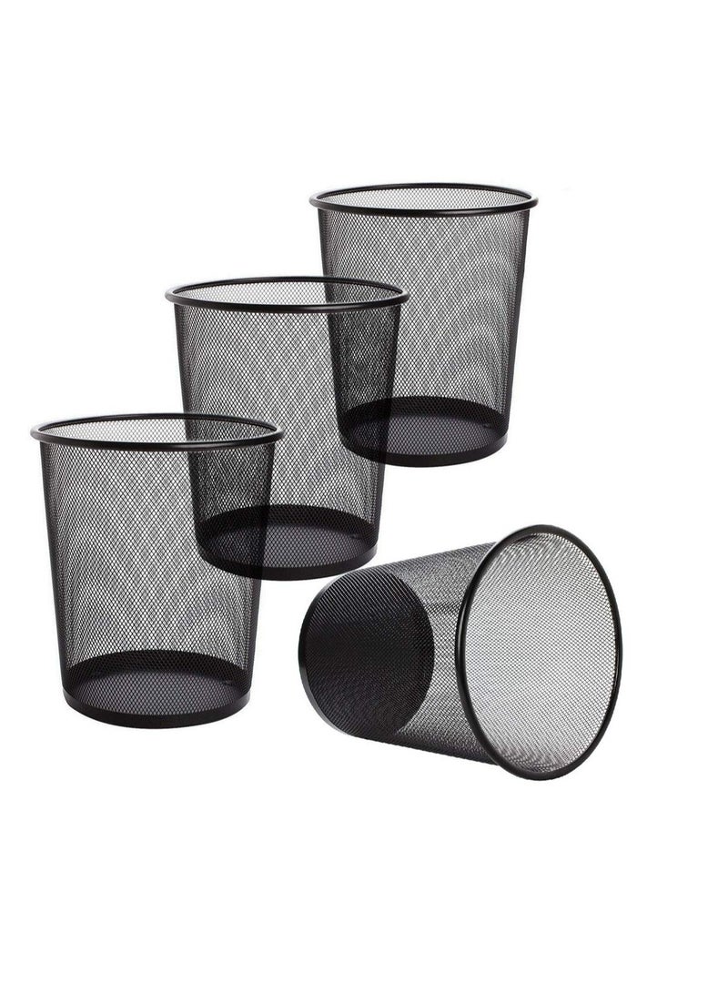 Lawei Store AKDC 4 Pack Trash Can Mesh Round Open Top Wastebasket BLACK  - Image 1