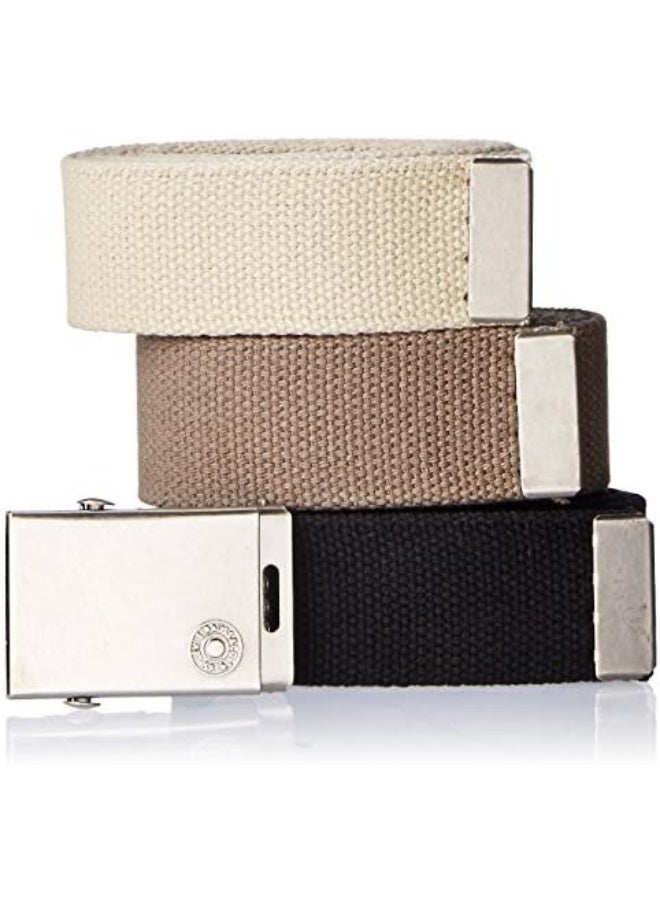 Levi's All-Gender Casual Cut-to-Fit Web Belt Set –3 Pack Straps with One Interchangeable Buckle, Black/Olive/Khaki, One Size - Image 1