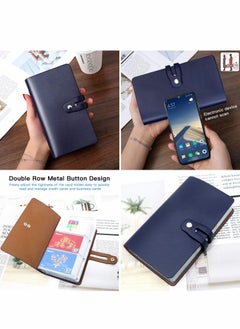 Excefore Credit Card Holder, Business Card Organizer Credit Cards Protector with 96 Card Slots RFID Blocking Business Cards Holder for Managing Your Different Cards to Prevent Loss or Damage (Dark Blue)  - Image 2