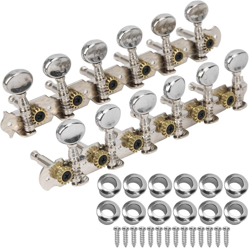 Dilwe Guitar Tuning Pegs Set, 12 String Guitar Tuners Machine Heads, Zinc Alloy Tuning Keys Replacement Parts for Acoustic Electric Guitar Upgrade - Image 1