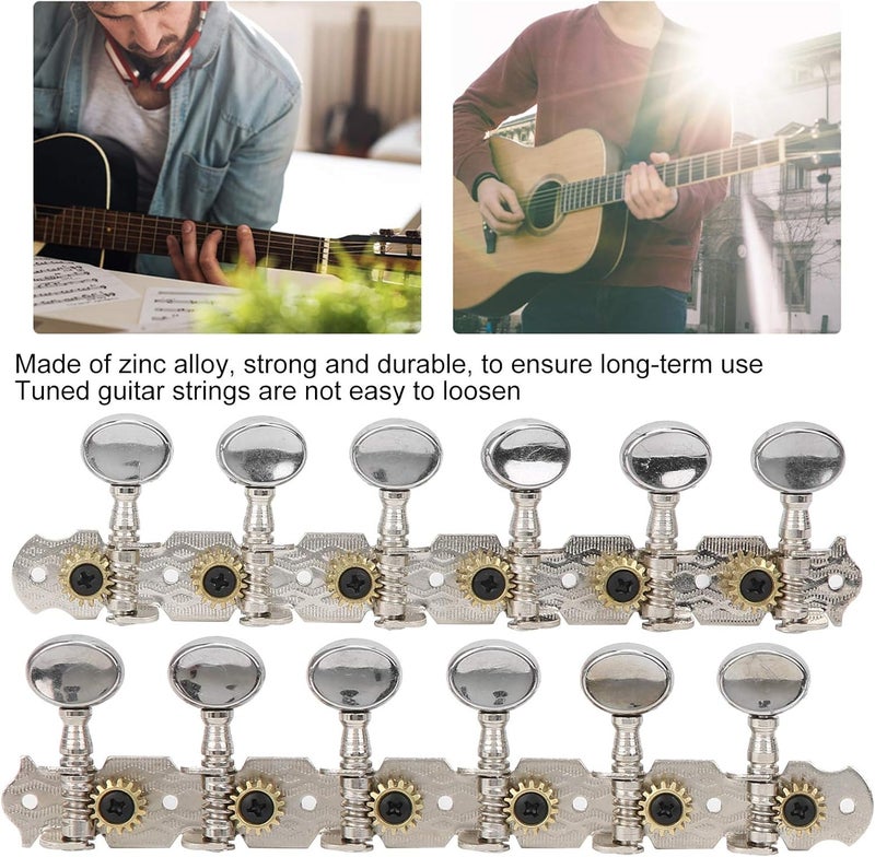 Dilwe Guitar Tuning Pegs Set, 12 String Guitar Tuners Machine Heads, Zinc Alloy Tuning Keys Replacement Parts for Acoustic Electric Guitar Upgrade - Image 4