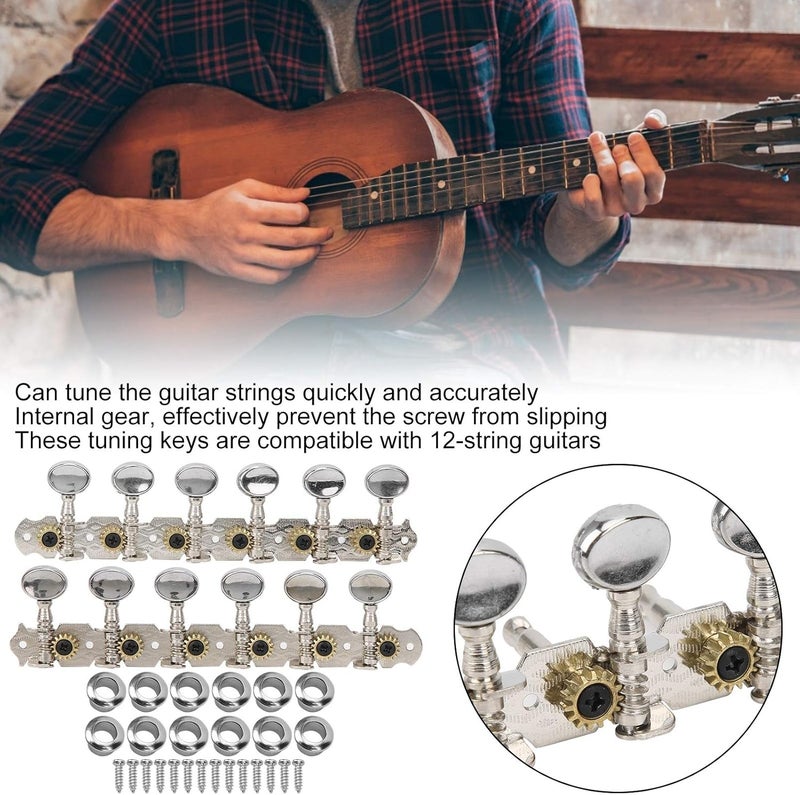 Dilwe Guitar Tuning Pegs Set, 12 String Guitar Tuners Machine Heads, Zinc Alloy Tuning Keys Replacement Parts for Acoustic Electric Guitar Upgrade - Image 3