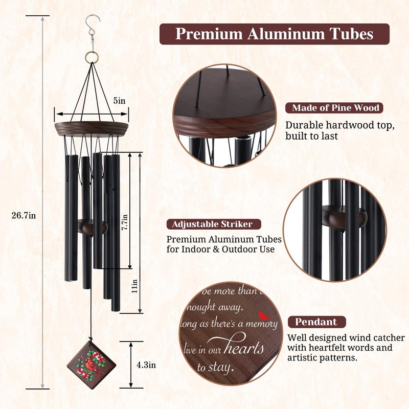 ASTARIN Wind Chimes for Outside,28'' Memorial Wind Chimes Sympathy Wind Chimes for Loss of Loved One Cardinal Memorial Wind Chime Bereavement Condolence Gifts for Loss of Mother Father Husband - Image 3