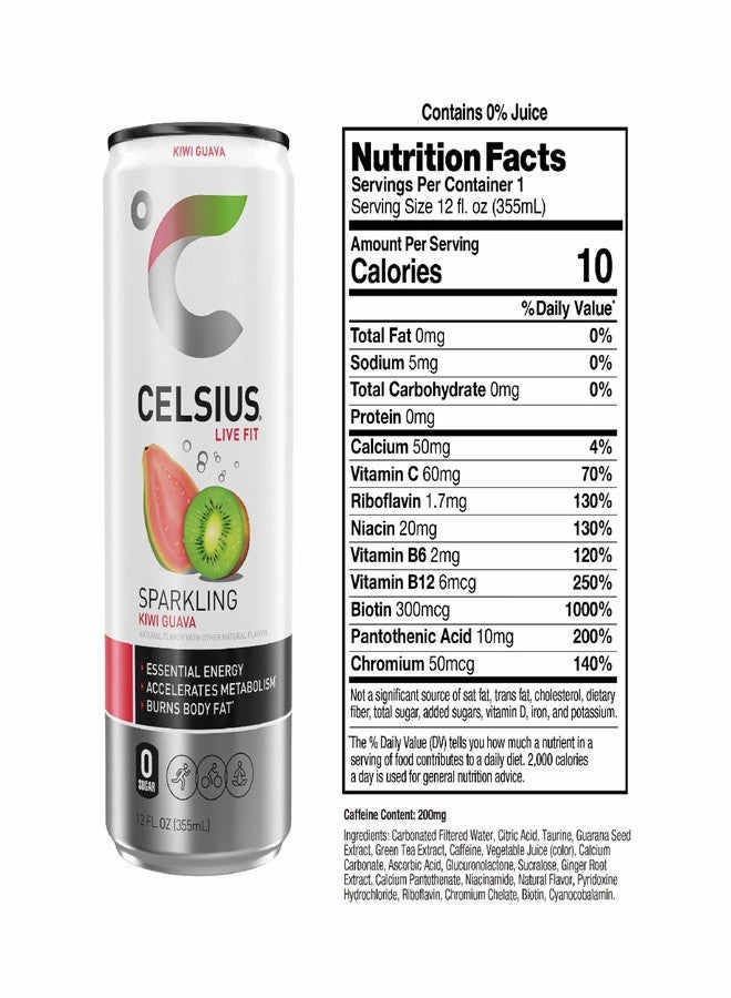 CELSIUS Sparkling Kiwi Guava, Functional Essential Energy Drink, 12 Fl Oz - Image 3