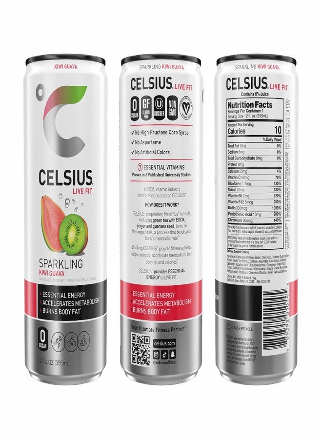 CELSIUS Sparkling Kiwi Guava, Functional Essential Energy Drink, 12 Fl Oz - Image 2