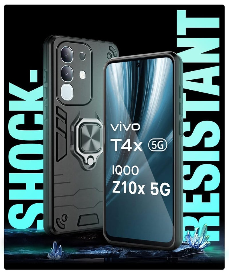 AIBEX Armor Back Cover Compatible for Vivo Y31 Pro 5G / Vivo T4X 5G / IQOO Z10X 5G| Rugged Shockproof Case with Ring Holder & Kickstand | Military-Grade Protection | Magnetic Car Mount Compatible - Image 2
