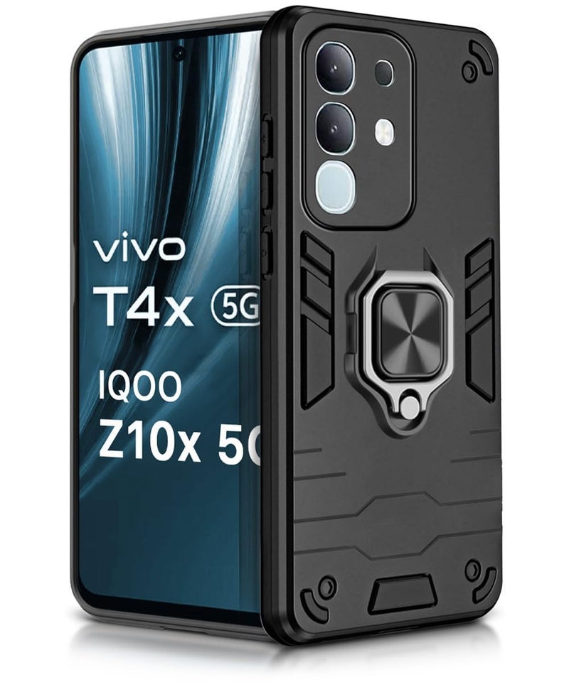 AIBEX Armor Back Cover Compatible for Vivo Y31 Pro 5G / Vivo T4X 5G / IQOO Z10X 5G| Rugged Shockproof Case with Ring Holder & Kickstand | Military-Grade Protection | Magnetic Car Mount Compatible - Image 1