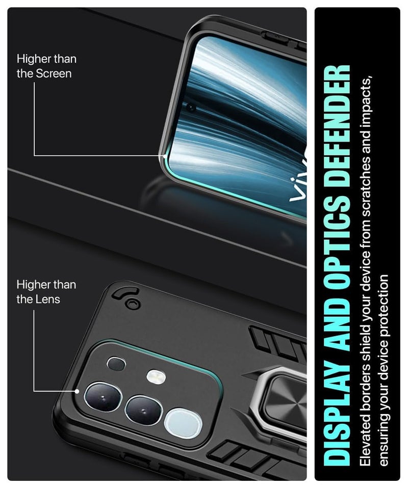 AIBEX Armor Back Cover Compatible for Vivo Y31 Pro 5G / Vivo T4X 5G / IQOO Z10X 5G| Rugged Shockproof Case with Ring Holder & Kickstand | Military-Grade Protection | Magnetic Car Mount Compatible - Image 4