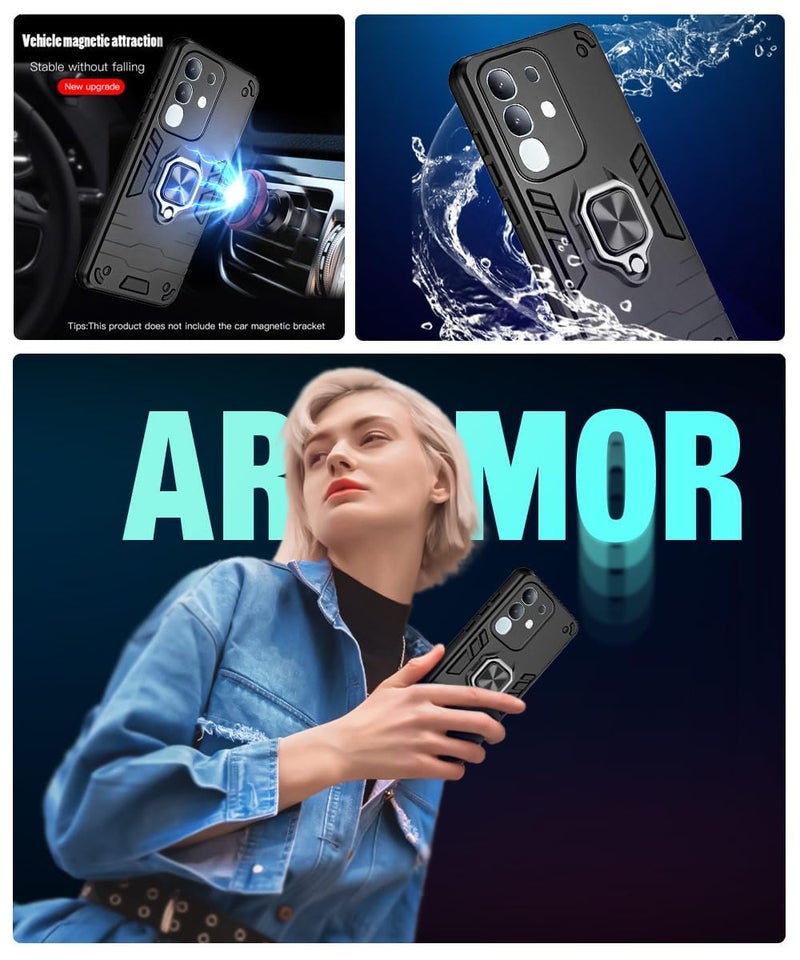 AIBEX Armor Back Cover Compatible for Vivo Y31 Pro 5G / Vivo T4X 5G / IQOO Z10X 5G| Rugged Shockproof Case with Ring Holder & Kickstand | Military-Grade Protection | Magnetic Car Mount Compatible - Image 3