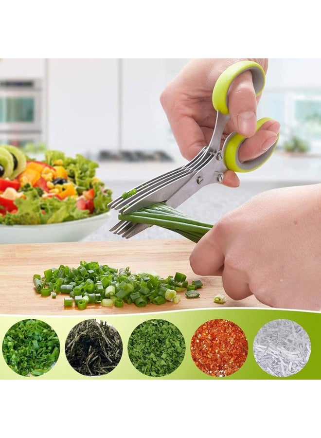 5-Layer Multifunctional Stainless Steel Kitchen Scissors, Herb & Vegetable Cutter - Image 2
