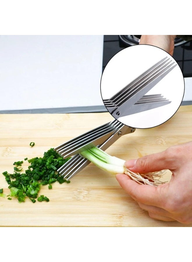 5-Layer Multifunctional Stainless Steel Kitchen Scissors, Herb & Vegetable Cutter - Image 4