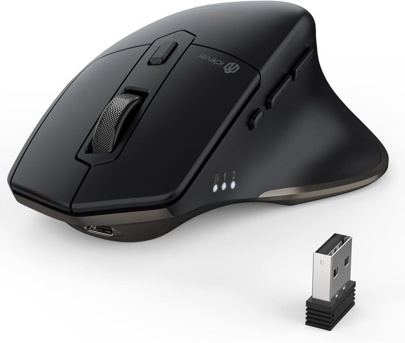 iClever , Wireless Dual-Mode Bluetooth Mouse + 2.4G, Rechargeable, Multi-Device, 7 Buttons with 5 Adjustable DPI for PC, Laptop, Tablet, MacBook - Image 1