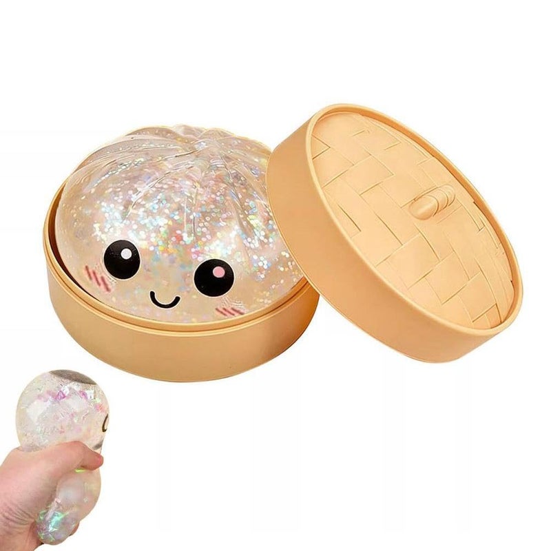 QITAI White Dumpling Squishies Stress Balls Stretchy Fidget Sensory Toys - Image 3