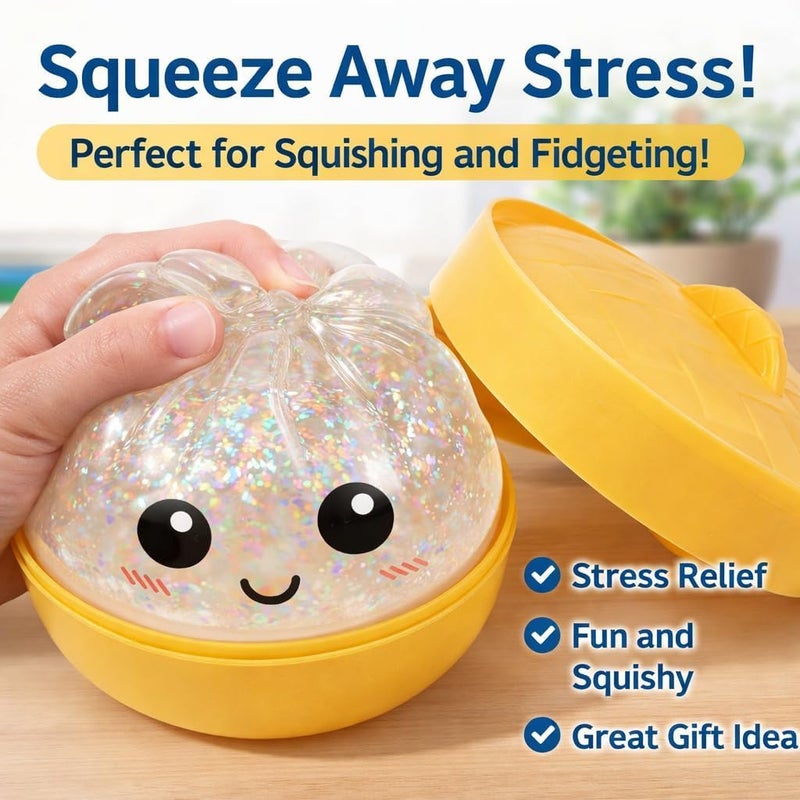 QITAI White Dumpling Squishies Stress Balls Stretchy Fidget Sensory Toys - Image 4