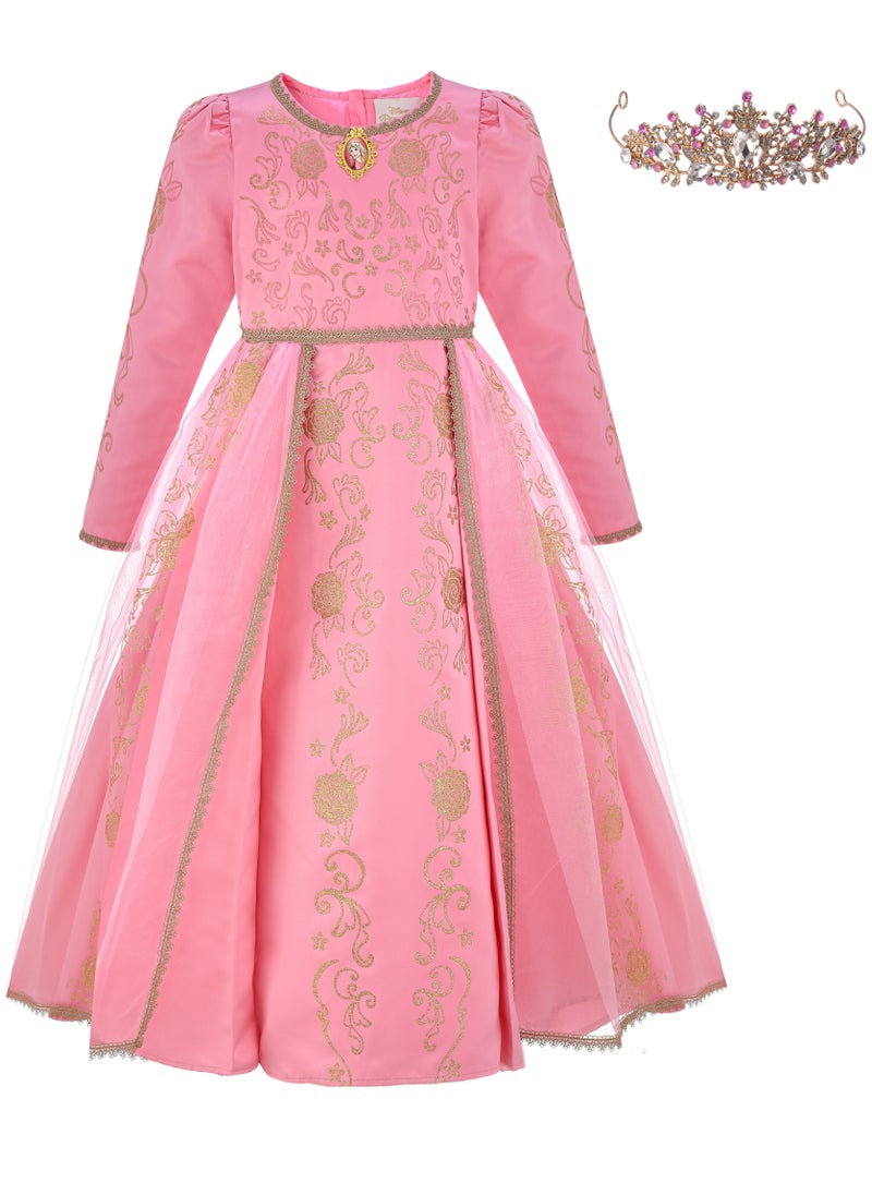 Party Centre Officially Licensed Disney Golden Princess Aurora Prestige Dress Up Costume with Headpiece  - Image 1