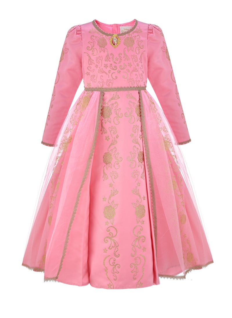 Party Centre Officially Licensed Disney Golden Princess Aurora Prestige Dress Up Costume with Headpiece  - Image 2