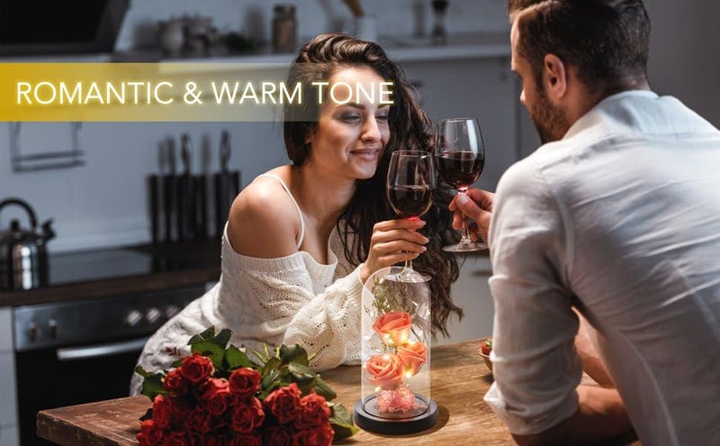 BIYALI Preserved Flower Gift Light Up Rose in Glass Dome Eternal Forever Rose Flower Grandma Mothers Day Valentines Day Anniversary Birthday Christmas Decorations 1Pcs - Image 4