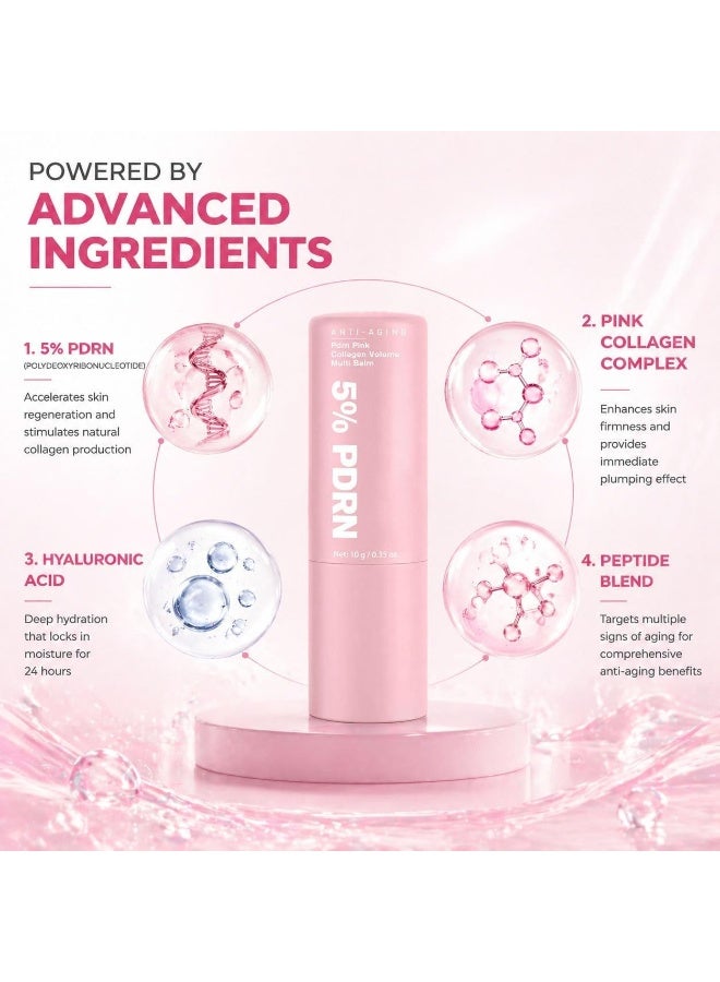 PDRN Pink Collagen Volume Multi Balm Stick - Wrinkle & Hydrating Stick for Face, Lips, Eyes, Neck, Makeup Base, Deeply Nourishes for Smooth, Healthy-Looking Skin, Korea Skincare - Image 2