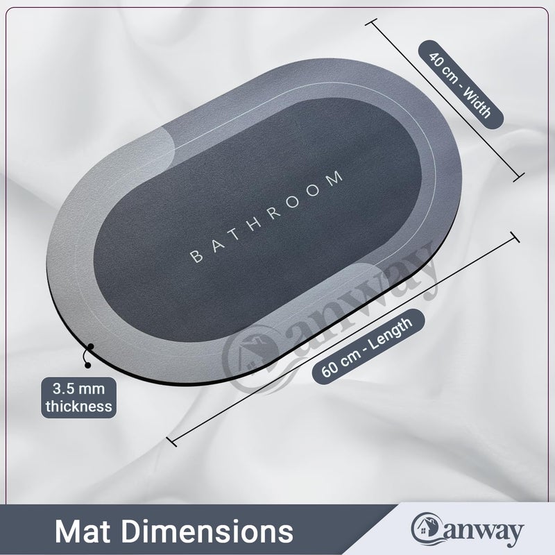 CANWAY® 3 Pieces (3.5mm) Water Soaking Bathroom Print Door Mat, Water Absorbent Mat (40x60cm) Grey - Image 2