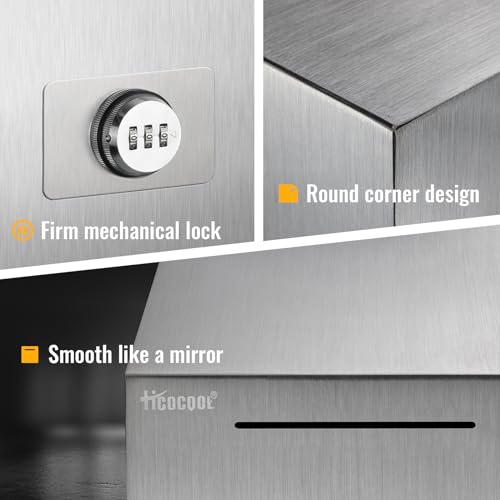 hicocool Piggy Bank for Adults Password Stainless Steel Reusable Piggy Bank, Metal Money Box with Lock, Unbreakable Money Saving Box for Cash Saving(7.9 inch, Silver) - Image 3