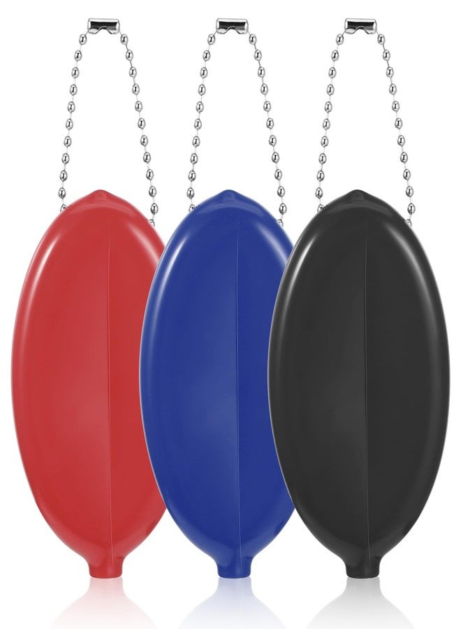 Xinjoduz 3 Pieces Squeeze Coin Purse Plastic Coin Purse 2 X 3 Inches Small Change Purses for Coins Oval Squeeze Holders with Chain Colorful with Chain for Men Women - Image 1