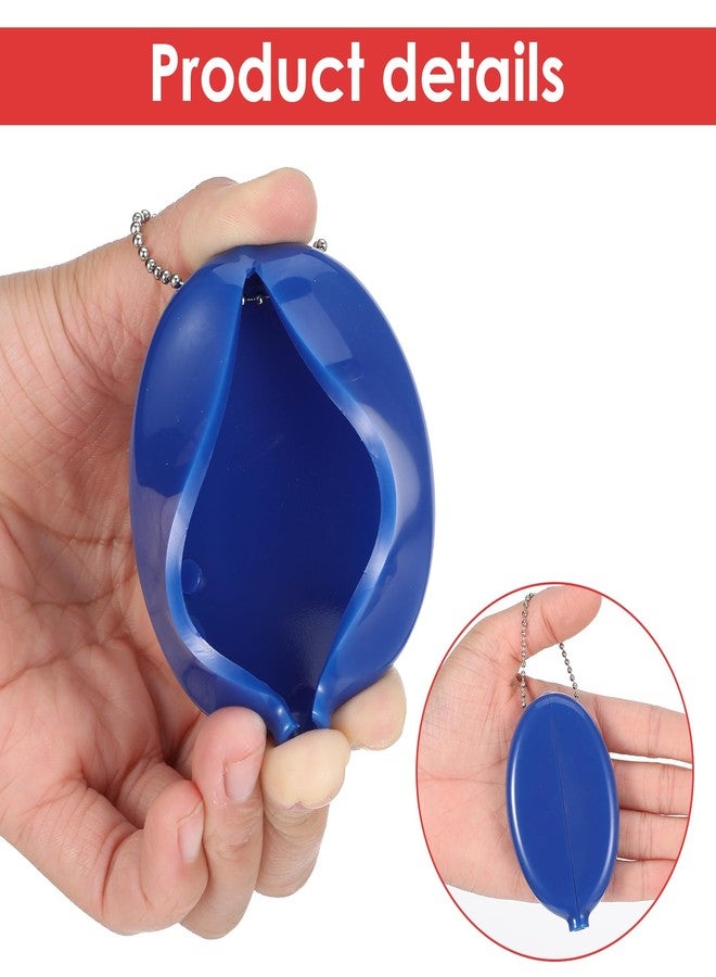 Xinjoduz 3 Pieces Squeeze Coin Purse Plastic Coin Purse 2 X 3 Inches Small Change Purses for Coins Oval Squeeze Holders with Chain Colorful with Chain for Men Women - Image 3