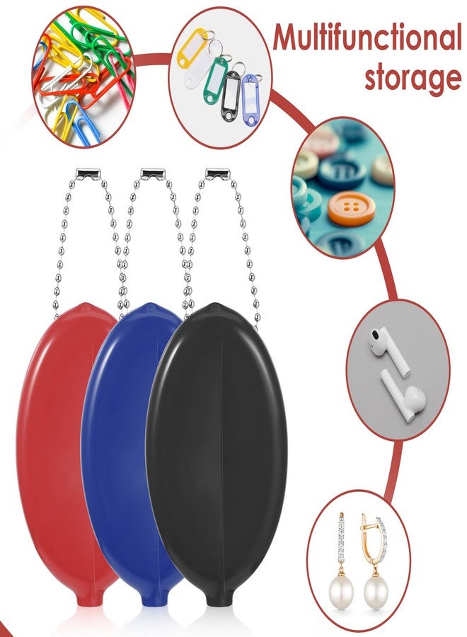 Xinjoduz 3 Pieces Squeeze Coin Purse Plastic Coin Purse 2 X 3 Inches Small Change Purses for Coins Oval Squeeze Holders with Chain Colorful with Chain for Men Women - Image 4