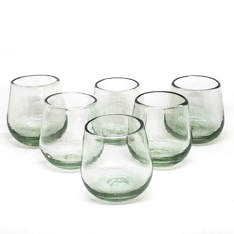MexHandcraft Clear 6 oz Roly Poly Glasses (set of 6), Recycled Glass, Lead-free, Toxin-Free (6 oz Roly Poly) - Image 1