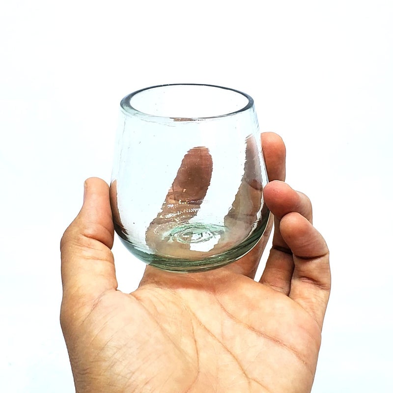 MexHandcraft Clear 6 oz Roly Poly Glasses (set of 6), Recycled Glass, Lead-free, Toxin-Free (6 oz Roly Poly) - Image 4