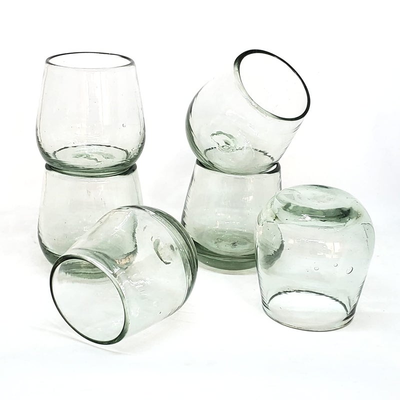 MexHandcraft Clear 6 oz Roly Poly Glasses (set of 6), Recycled Glass, Lead-free, Toxin-Free (6 oz Roly Poly) - Image 3