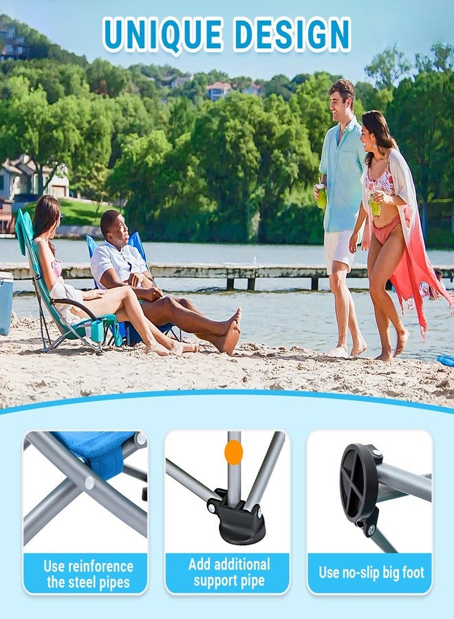 كينغ كامب كرسي شاطئ قابل للطي من كينج كامب للبالغين، بمسند ظهر مرتفع، خفيف الوزن، كرسي محمول قابل للطي مع جيب لحامل الأكواب ومسند للرأس، حقيبة حمل للتخييم في الهواء الطلق، الحفلات الموسيقية، الحدائق، المهرجانات، والرياضات، لون سماوي - Image 4