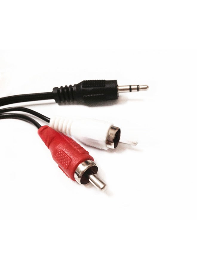 Audio Line One Half 3.5mm To Double Lotus Head 3.5 To 2rca Signal Line Double Lotus Line Speaker Line-Color:One In Two (1.2 M) Black  - Image 2