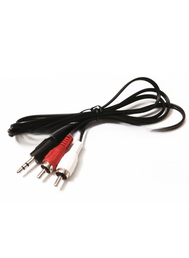 Audio Line One Half 3.5mm To Double Lotus Head 3.5 To 2rca Signal Line Double Lotus Line Speaker Line-Color:One In Two (1.2 M) Black  - Image 5