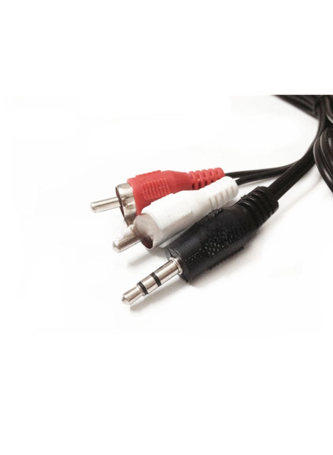 Audio Line One Half 3.5mm To Double Lotus Head 3.5 To 2rca Signal Line Double Lotus Line Speaker Line-Color:One In Two (1.2 M) Black  - Image 3