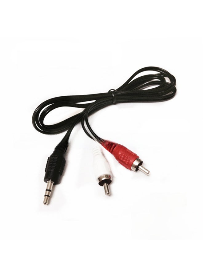Audio Line One Half 3.5mm To Double Lotus Head 3.5 To 2rca Signal Line Double Lotus Line Speaker Line-Color:One In Two (1.2 M) Black  - Image 1