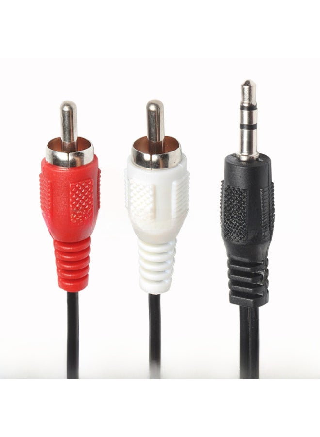 Audio Line One Half 3.5mm To Double Lotus Head 3.5 To 2rca Signal Line Double Lotus Line Speaker Line-Color:One In Two (1.2 M) Black  - Image 4