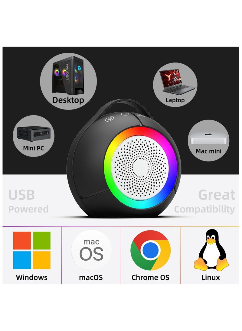 SYOSI USB Computer Speakers for Desktop, PC, Laptop, Crystal-Clear Sound, Portable Plug-N-Play Speakers with Dynamic RGB Light, Loud Volume, Rich Bass, Touch Control, Compatible with Windows/macOS/ChromeOS - Image 5