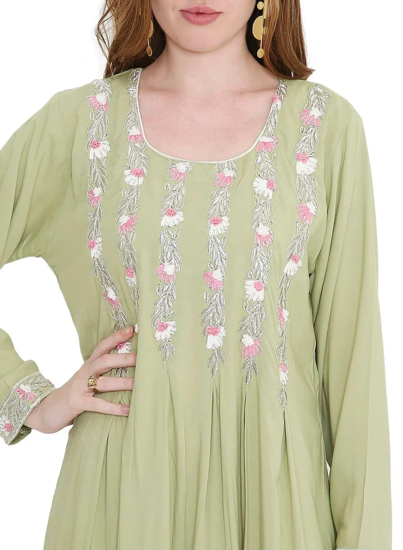 HANA & SARA classic long viscose farasha with elegant thread embroidery arabic kaftan jalabiya dress