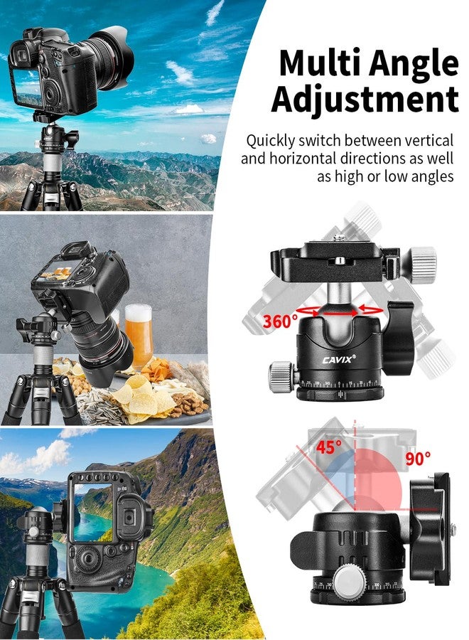 CAVIX Ball Head Mount with 1/4" Screw Arca Type Quick Release Plate 360 Degree Swivel Tripod Ball Head Loading 22lb/10kg - Image 5