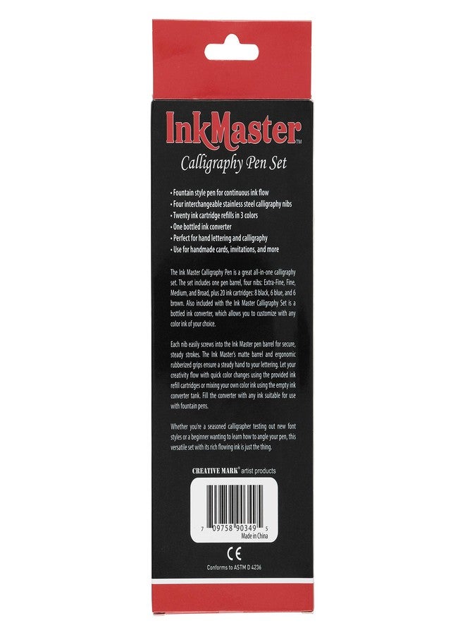 cezanne Ink Master Calligraphy Set Fountain Pens 4 Different Size Nibs and 20 Assorted Ink Cartridges Plus One Bottled Converter - Complete Easy Learning Kit for Beginners - Image 4