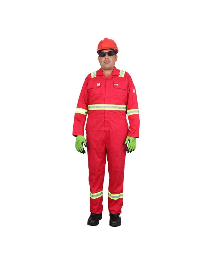 Vaultex MTA 230GSM Fire Retardant Reftlective tape cotton coverall,Red, XL - Image 1